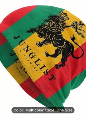 Multicolor Rasta Lion Beanie Hat